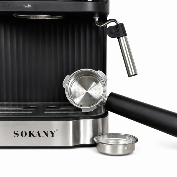 Кавоварка ріжкова Sokany SK-04025 850 Вт, тиск 20 бар, еспресо кавомашина з капучинатором 1.8 л SK-04025 фото